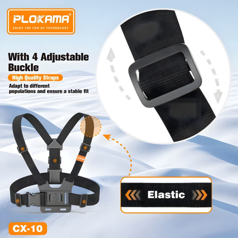 PLOKAMA CX10 Chest Mount Holder | 360° Adjustable Harness for Vlogging & Action Cameras - Image 3