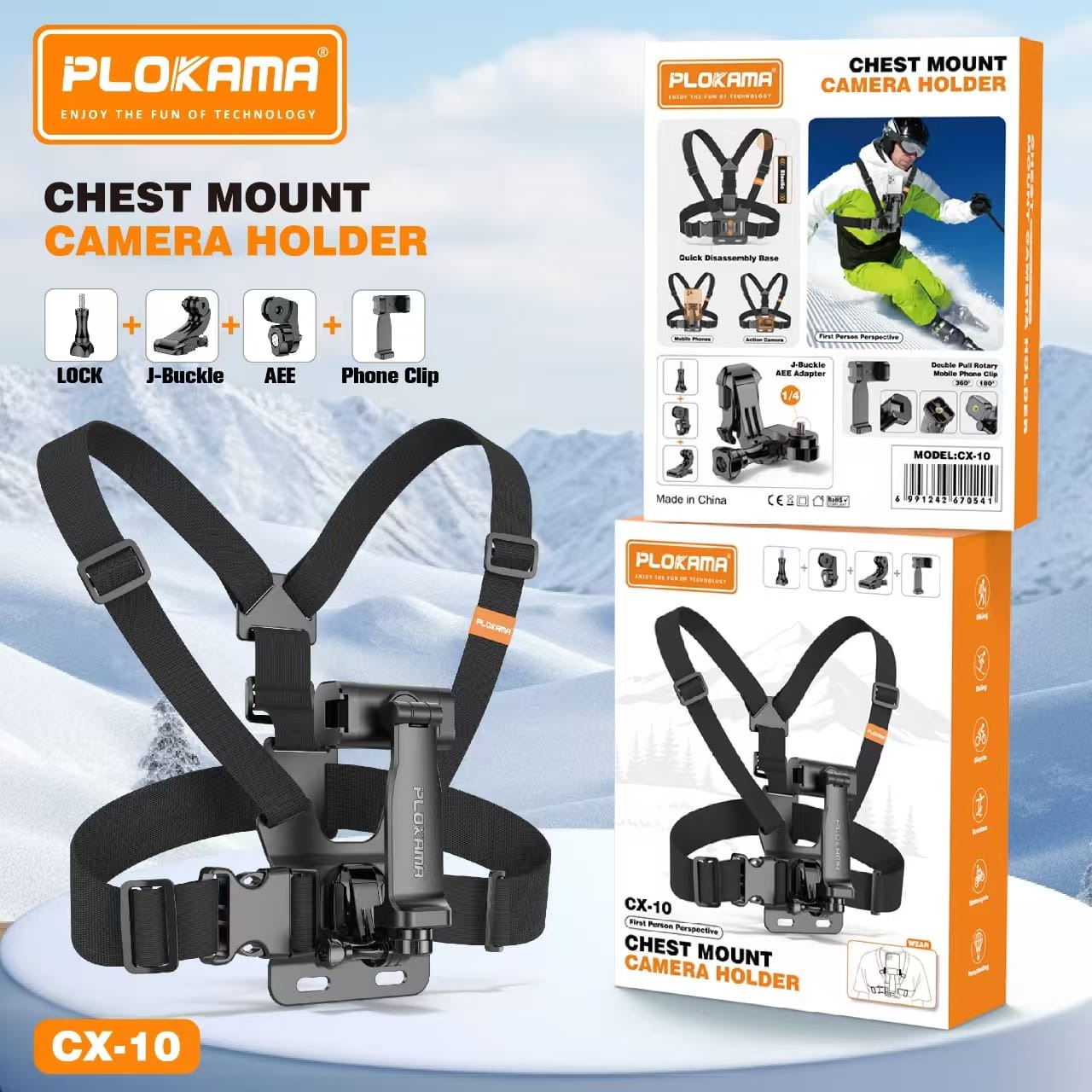 PLOKAMA CX10 Chest Mount Holder | 360° Adjustable Harness for Vlogging & Action Cameras - Image 6