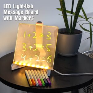 Creative LED Acrylic Message Board – Colorful Glow Writing Board with USB Erasable Lights (6x6 Inches)