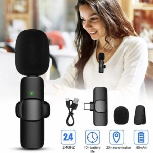 K8 Wireless Lavalier Microphone – Professional Noise Reduction Mic with Type-C Support
